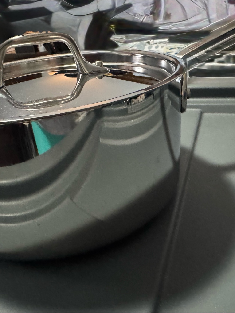 All clad Stainless Steel Covered Saucepan - Silver